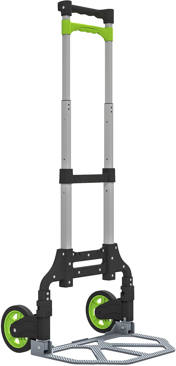 Opvouwbare aluminium steekwagen met telescopische handgreep - in hoogte verstelbaar tot 100 cm.