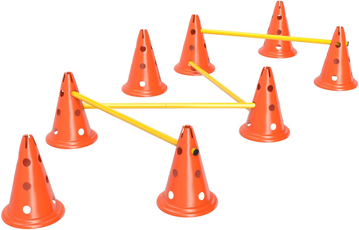 Hondensportspel, hindernisbaan voor coördinatietraining, 8 kegels, 8 palen, tas