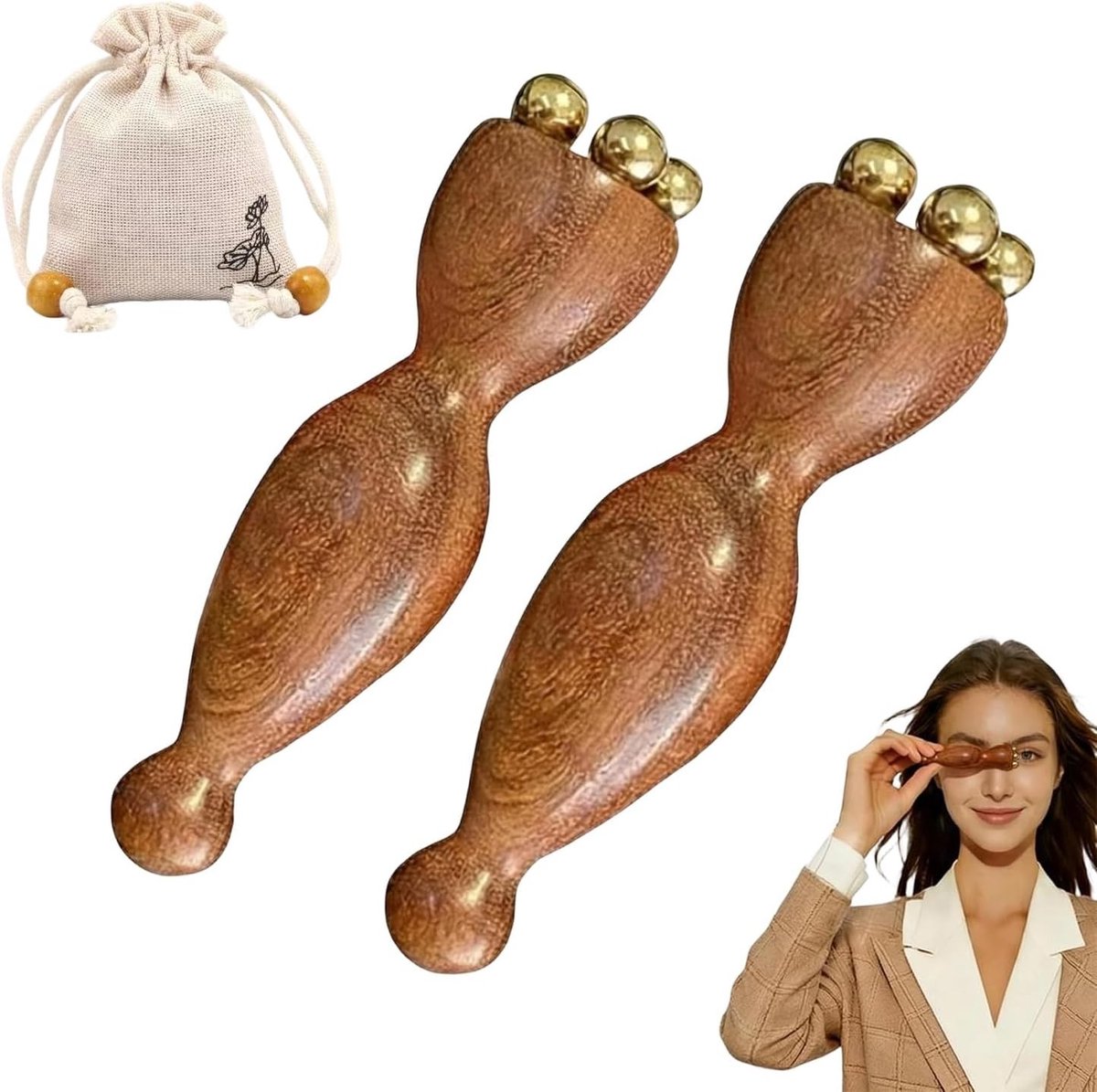 Madero-therapieset - Hout en Metaal - Gezichtsmassageapparaat met Opbergtas - Voor Dames en Meisjes