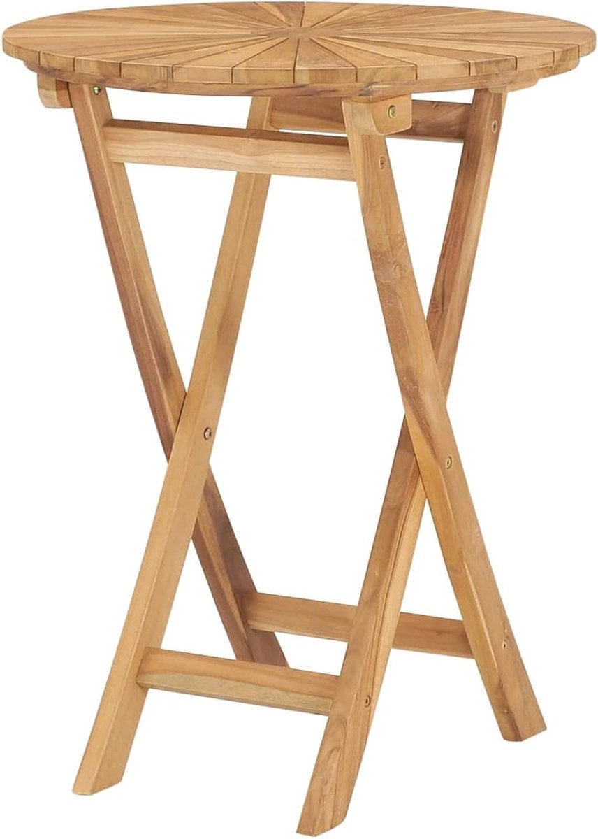 Inklapbare tuintafel - Balkontafel buiten - Buiten dineren - Massief teakhout - Ø 60 cm - Houtkleurig