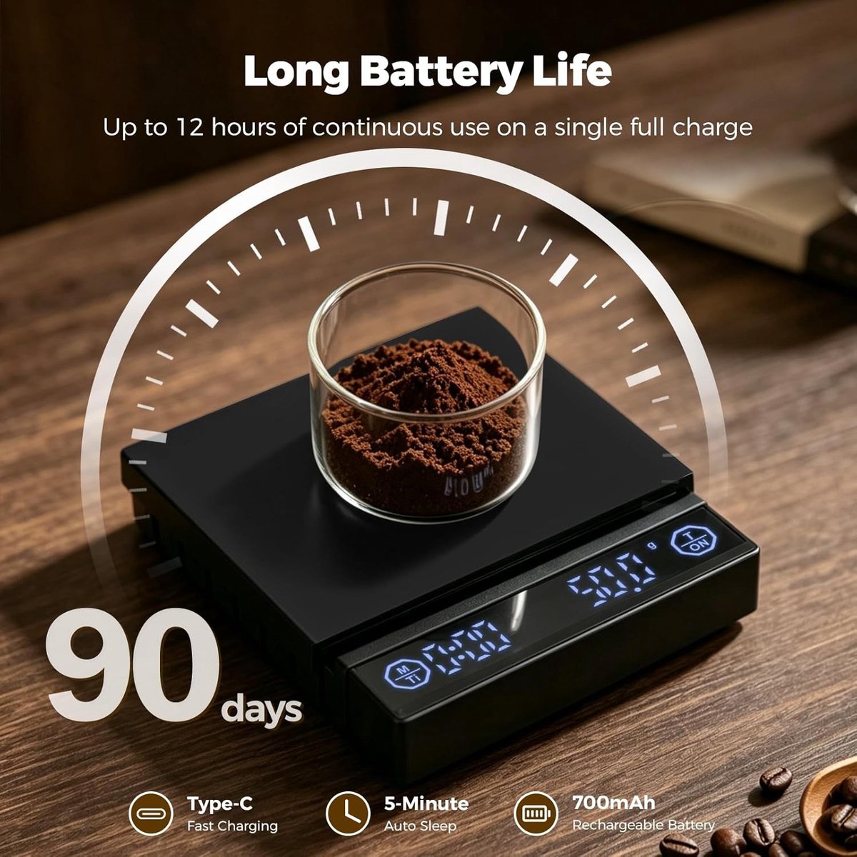 Microweegschaal - Zwart - 2 kg/0,1 g - Oplaadbare Mini-Koffieweegschaal met Timer - Voor Precisie Koffiebereiding