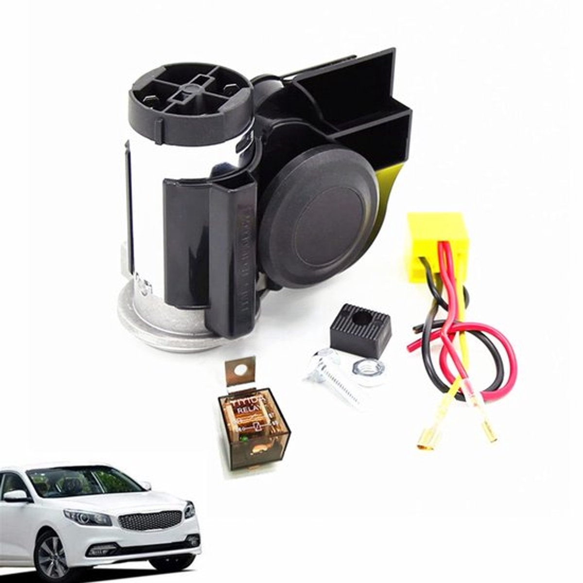 Auto luchthoorn - 135DB luchthoorn - Super luid geluid - Chroom - Elektrische pomp sirene - Geschikt voor 12V voertuigen - Slakken hoorn