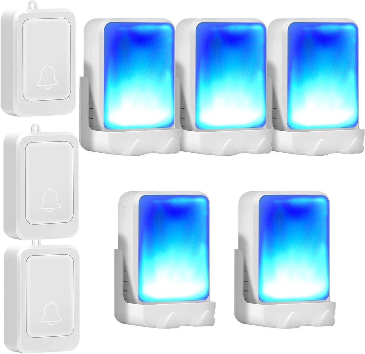 Luide Flash Deurbel - Draadloze Deurbel Kit - Thuisbeveiliging - 7 Kleuren Licht - 600 ft Bereik - Wit
