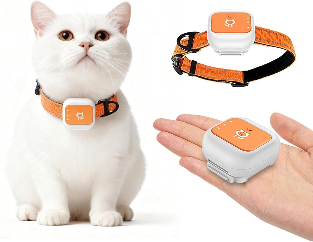 GPS tracker huisdieren - Halsband tracker Kat Hond - Veiligheid Huisdier - 25 Dagen Batterij - 4.4x4.2x2.2 cm - Zwart