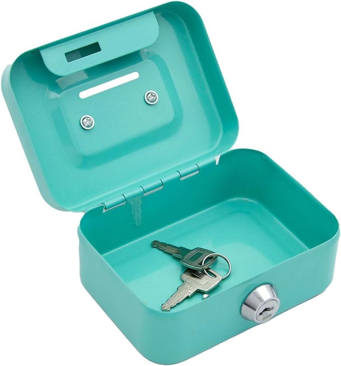 Geldkistje met slot - Kluisje munten - Veilig opbergen - Inclusief muntinleg - 11.5 x 8.5 cm - Groen