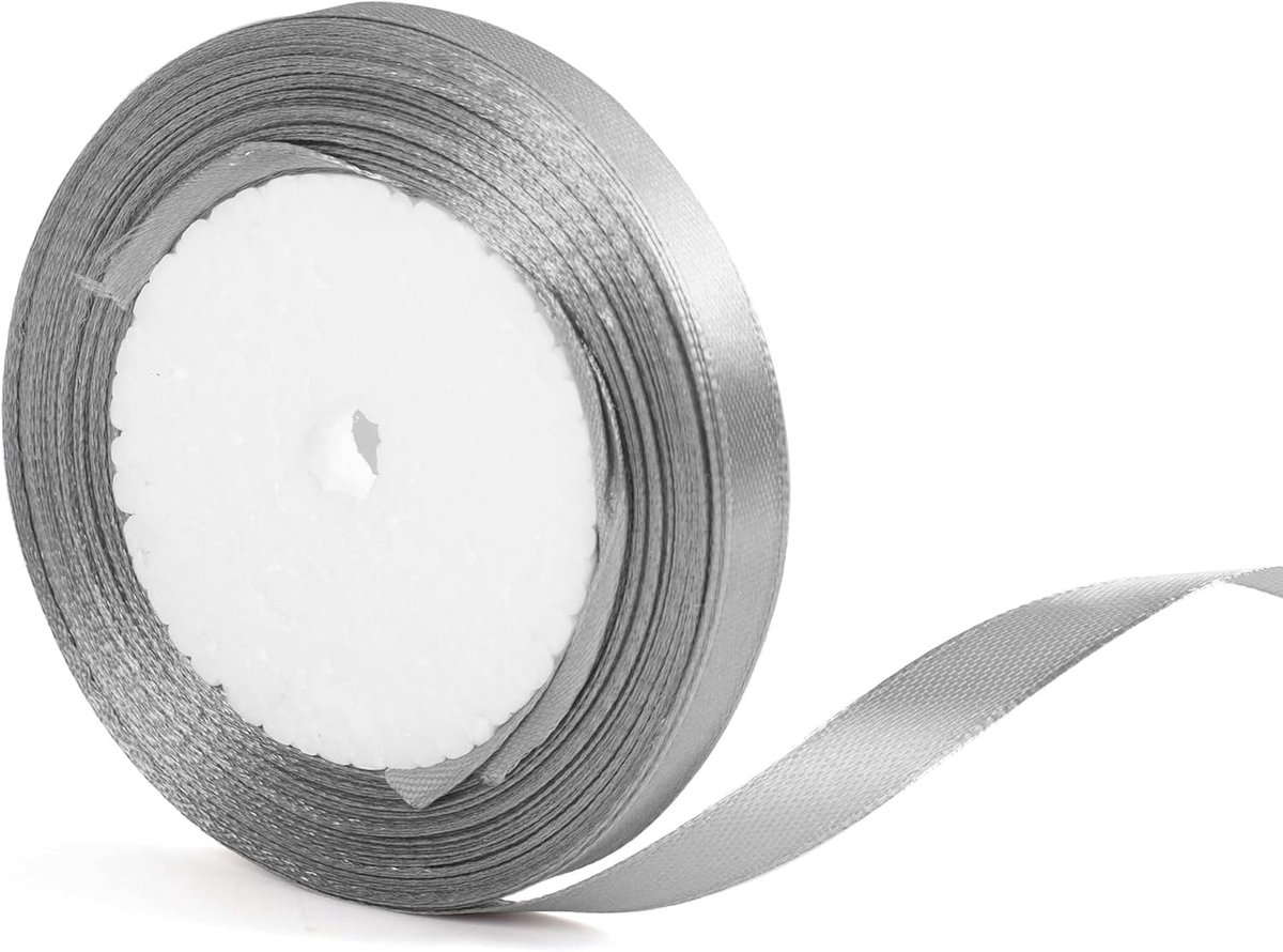 10mm Zilvergrijs Cadeau Wikkelband 22m voor Halloween Decoraties, Taarten, Haaraccessoires en Bruiloften