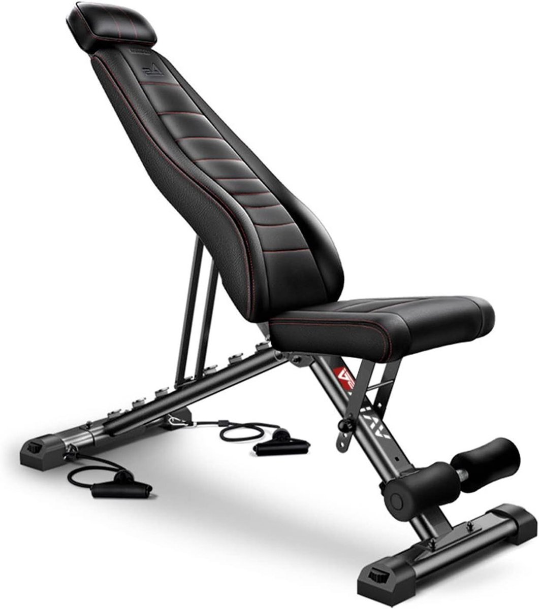 Halterbank - Trainingsbank Fitnessbank - Krachttraining Thuis - Inklapbaar Verstelbaar - 300 kg Belasting - Zwart