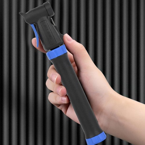 Draagbare Luchtpomp - Fietspomp Hogedruk - Fietsbanden Vullen - Universele Ventielkop - 21.2 cm - Blauw Zwart — afbeelding 4