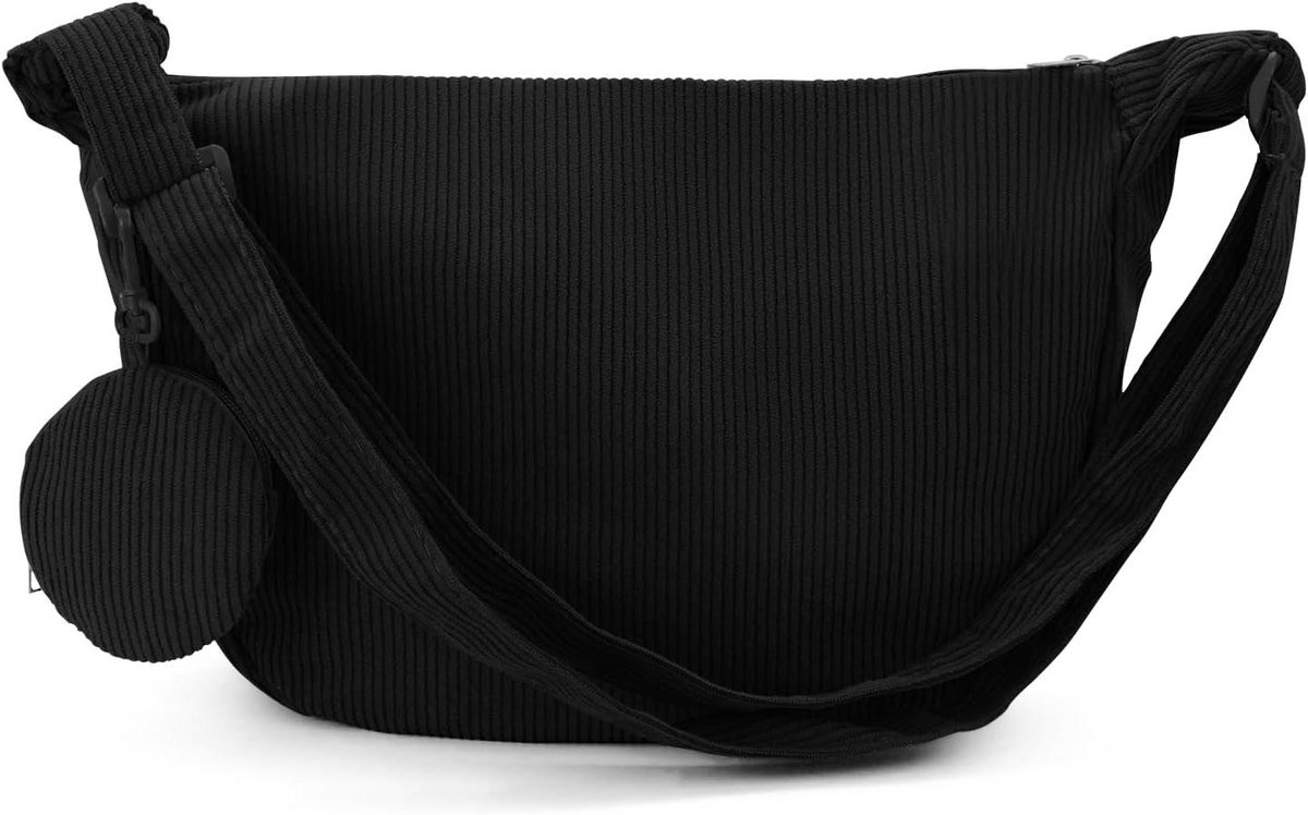 Crossbody Tas - Schoudertas Dames - Dagelijks Gebruik - Met Afneembare Portemonnee - 31 x 8.66 x 3.15 cm - Zwart