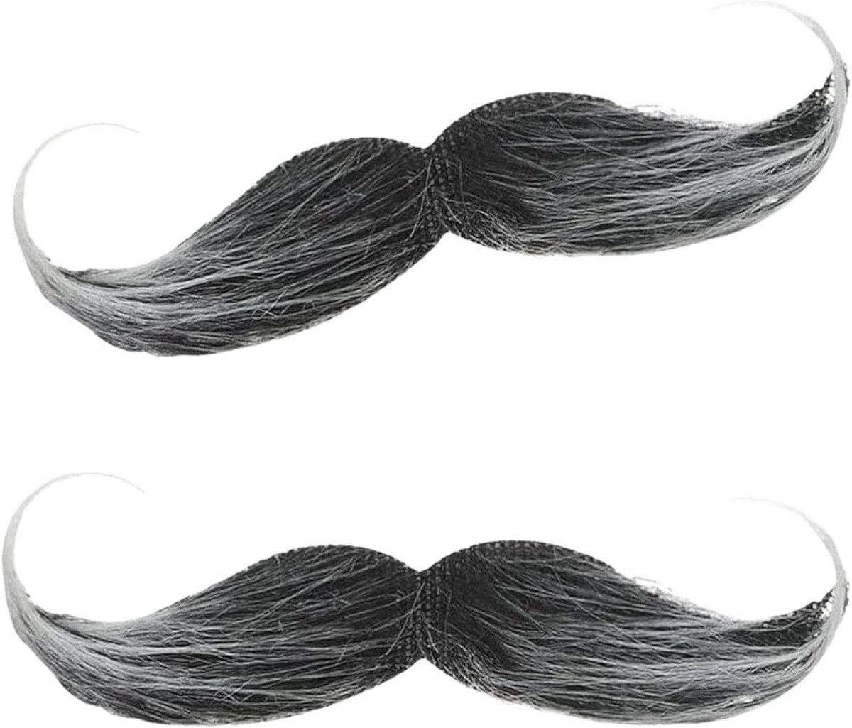 Set van 2 zelfklevende snorren en zwarte nepbaard, grappige accessoires voor kostuums, carnaval en festivals