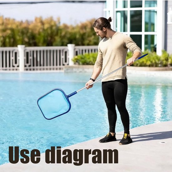 Schepnet Zwembad - Algenschepnet Vijver - Water Reinigen - Telescoopstang Verstelbaar - 120 cm Lengte - Blauw — afbeelding 3
