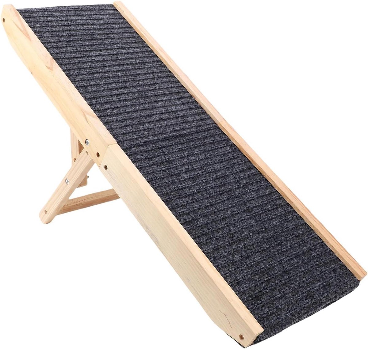 Houten Hondenhelling - Huisdier Trap - Toegang tot Meubels - Opvouwbaar Ontwerp - 42x30cm - Natuurlijk Hout