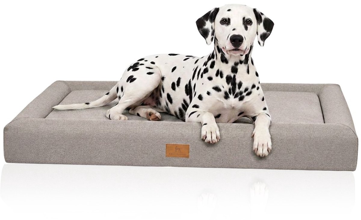 Knuffelwuff orthopedisch hondenbed Tiva van onderhoudsvriendelijke Easy Clean-stof met handgeweven karakter M-L 80 x 60cm Lichtbruin