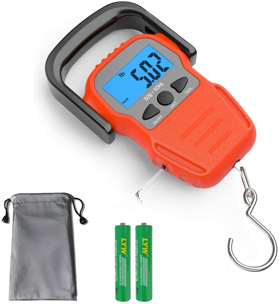 Kofferweegschaal - Oranje - Weegt tot 50 kg - Digitale Weegschaal met LCD Display en Meetlint - Voor Reizen en Vissen