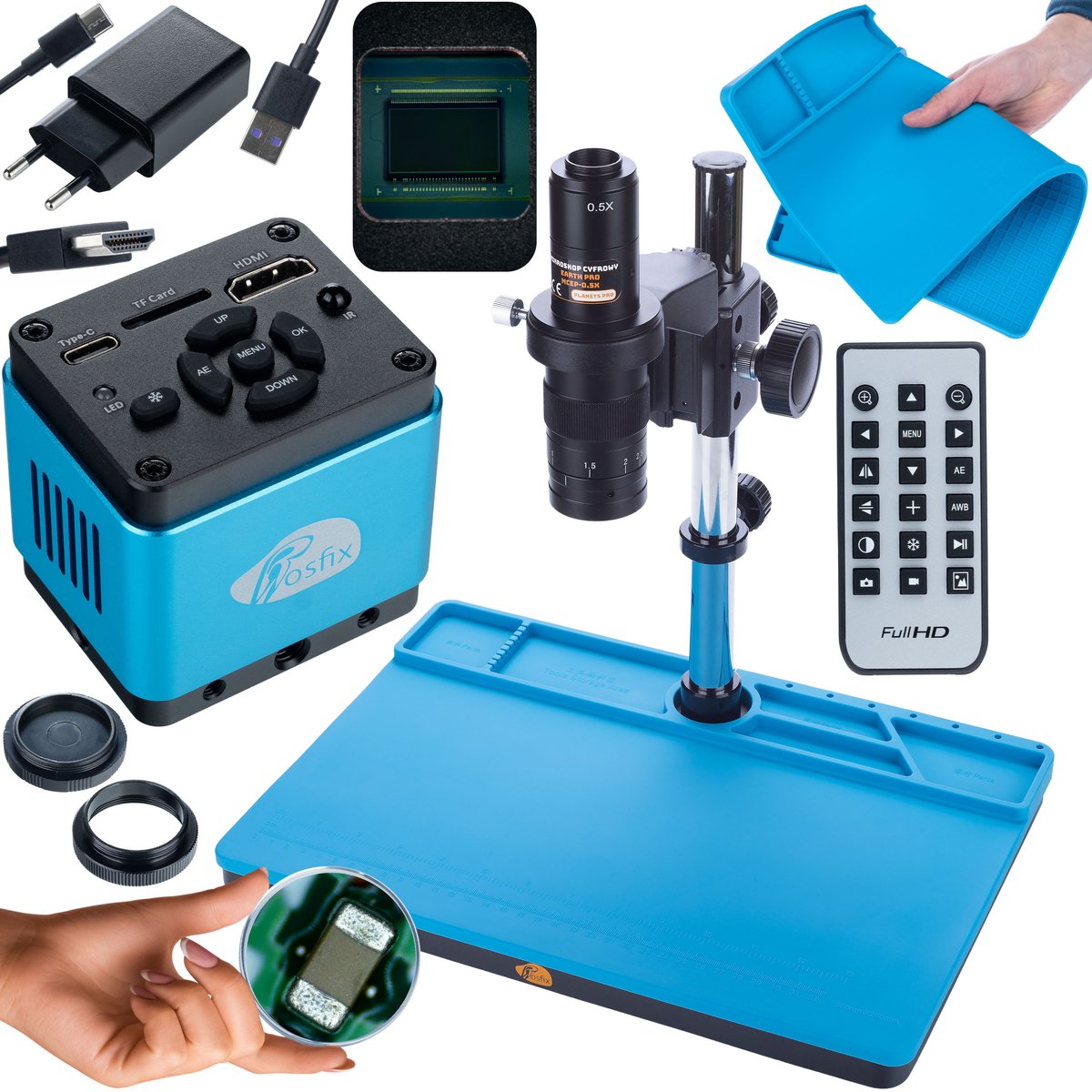 Rosfix Digitale Microscoop Earth Pro MCEP-0.5X Set - 8,29MP Camera Aquarius HDMI/USB-C - 7–45x