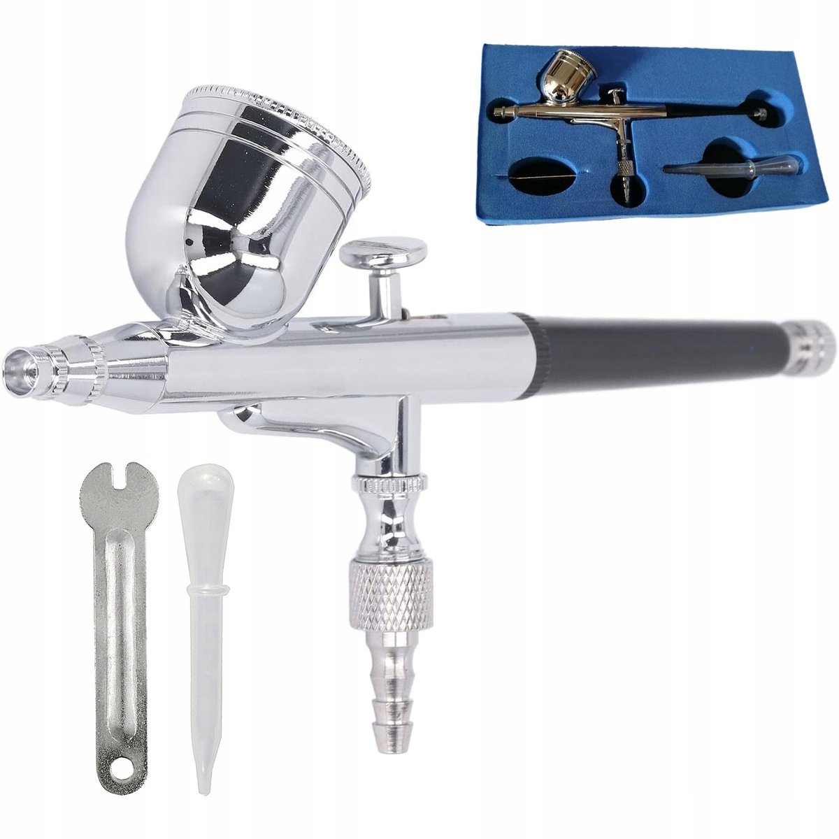 Rosfix Airbrush Spuitpistool - Spuitmond 0,2mm - Metalen 7ml Reservoir, 1–3,5 bar, 15–40 L/m