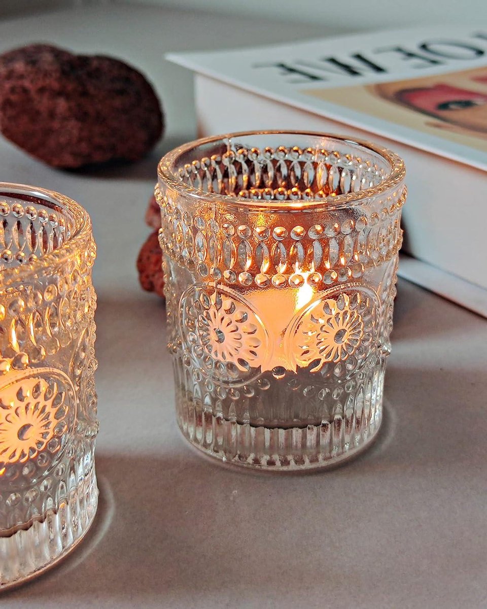 Waxinelichthouders Glas - Kandelaars Votive - Sfeerverlichting Creëren - Verdikt Glas Uniek Design - 24 stuks - Transparant