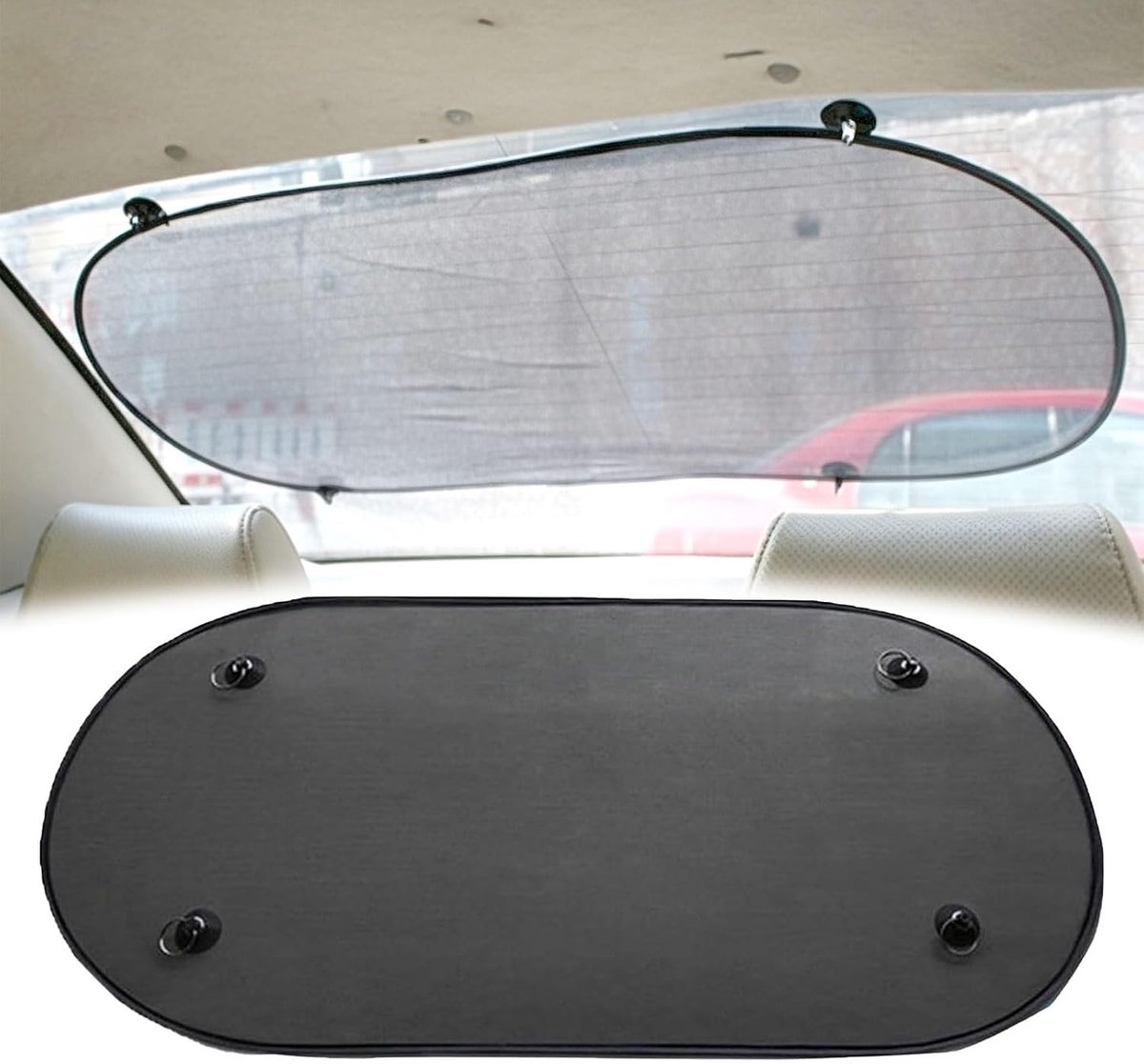 Zonwering voor de Achterruit - Zwart - 100 x 50 cm - UV-Bescherming met Zuignappen - Voor Auto's, SUV's en Vrachtwagens