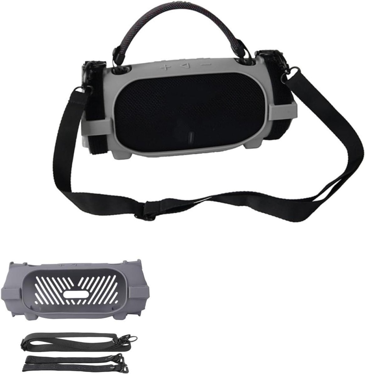 Beschermhoes Speaker - Draagbare Speaker Hoes - Speaker Beschermen - Met Draagband - 23x13x10cm - Grijs