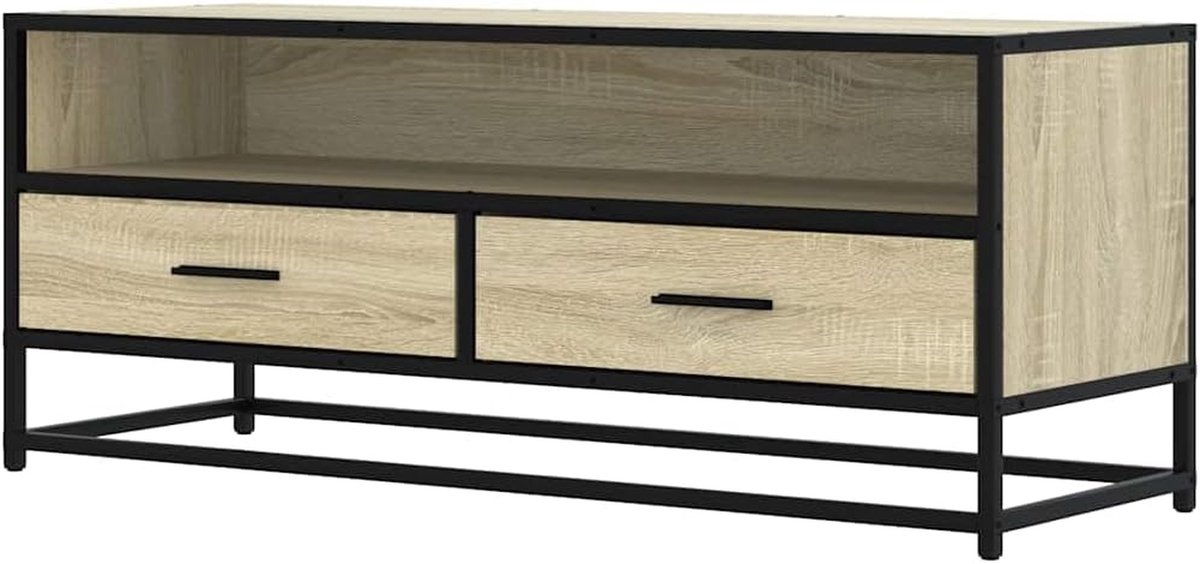 TV-kast - Lowboard TV-meubel - Woonkamer Inrichten - Metalen Frame - 100 x 345 x 40 cm - Sonoma eiken