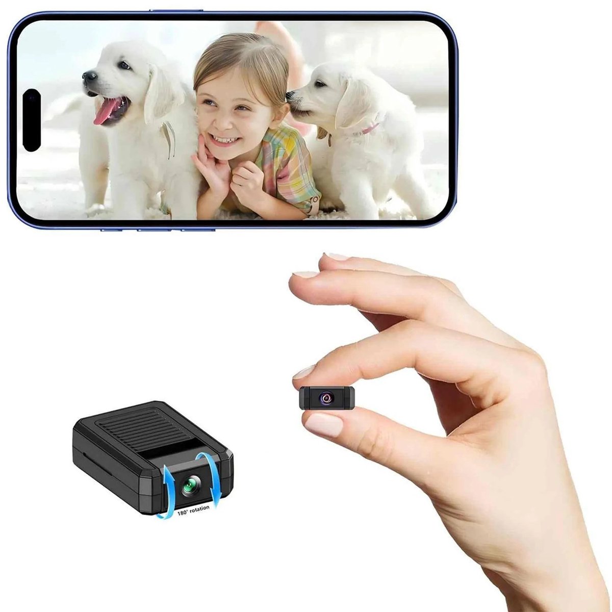 Namajunas - Mini camera - 1080P HD - Verborgen camera - Bewakingscamera voor buiten en binnen - Camerabewaking - Beveiligingscamera - Lange accuduur - Wi-Fi-camera met 180° draaibare lens – bekijk live via app en nachtzicht