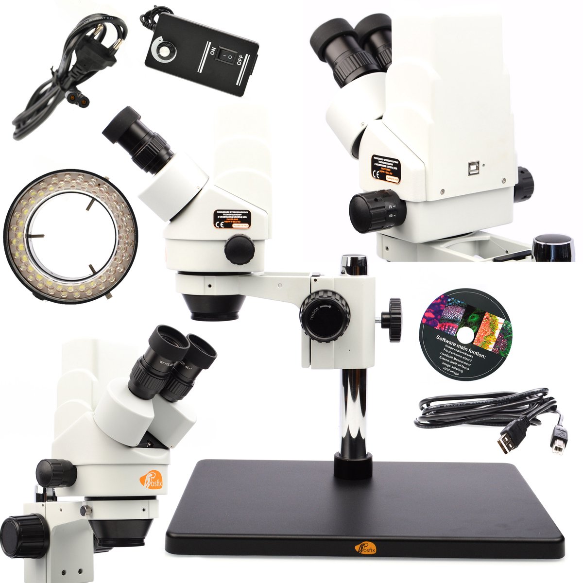 Rosfix Stereoscoop Trinokulair Pluto Pro MSPP-T-BB1-KU - Ingebouwde Sony USB Cam 5MP