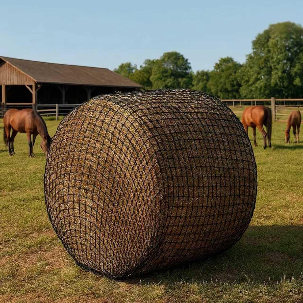 Hooinet Ronde Baal - Hooi Net Paard - Langzaam Eten - Bijt- en Scheurvast - 4.5x4.5m - Zwart