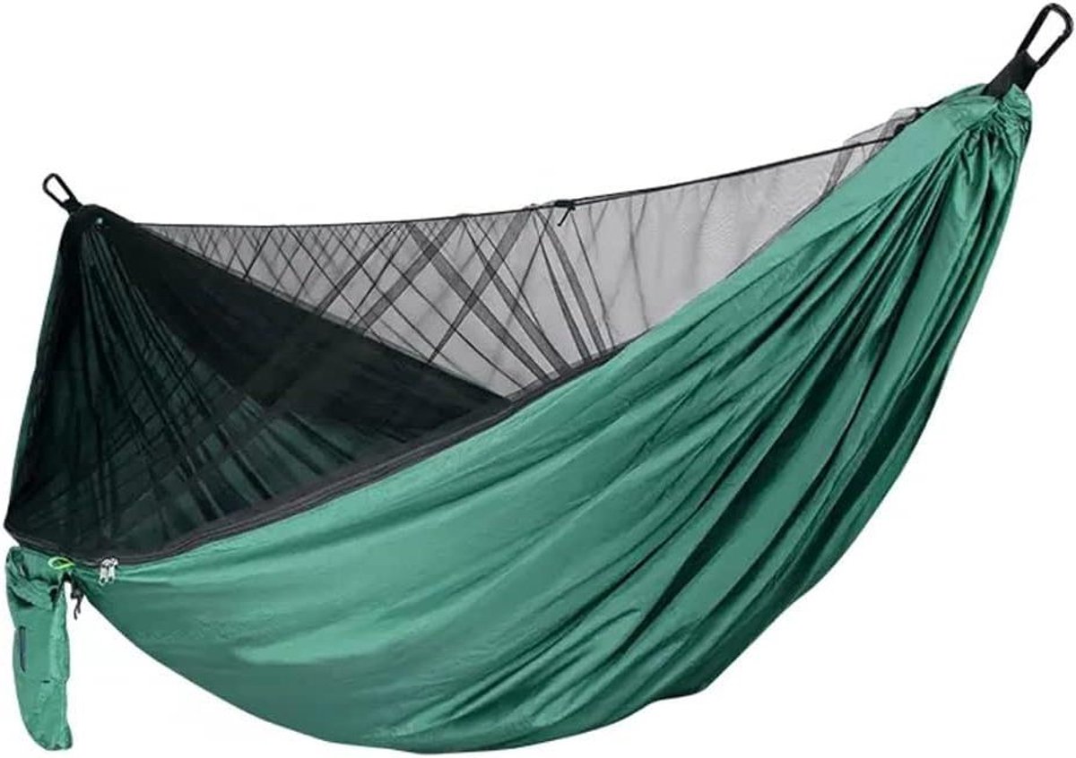 Hangmat - Hangstoel Reizen - Buiten Ontspannen - Anti-rollover Ontwerp - 290 x 135 cm - Donkergroen
