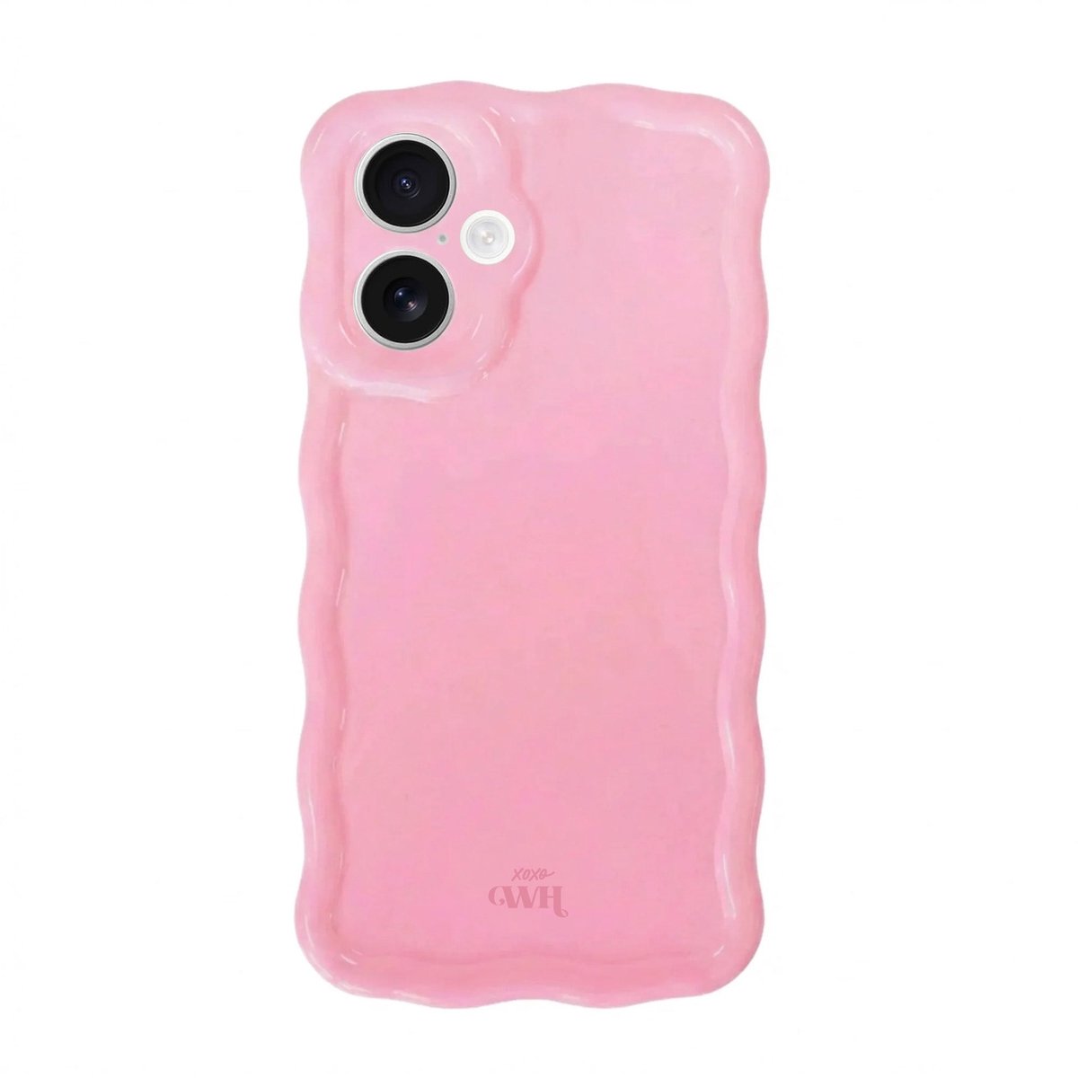 xoxo Wildhearts Glossy Wavy Case Bubble Blush telefoonhoesje - Geschikt voor iPhone 16 Plus - Golvend hoesje - Glimmende silicone case met golven - Vlekbestendig - Camerabescherming - Roze