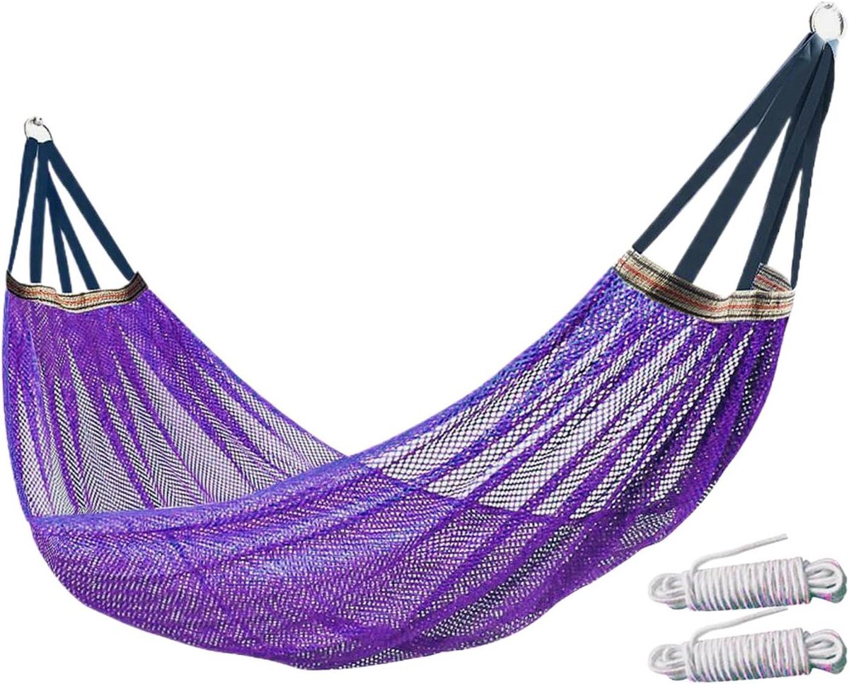 Draagbare Hangmat - Reishangmat Campinghangmat - Ontspannen Buiten - Ultralicht Ontwerp - 260 x 130 cm - Paars