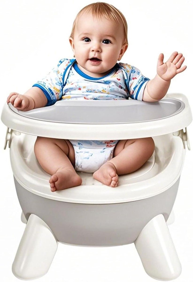 Kinder eetstoel - Baby stoel - Veilig eten - Met geluidseffecten - 34.5 cm - Grijs
