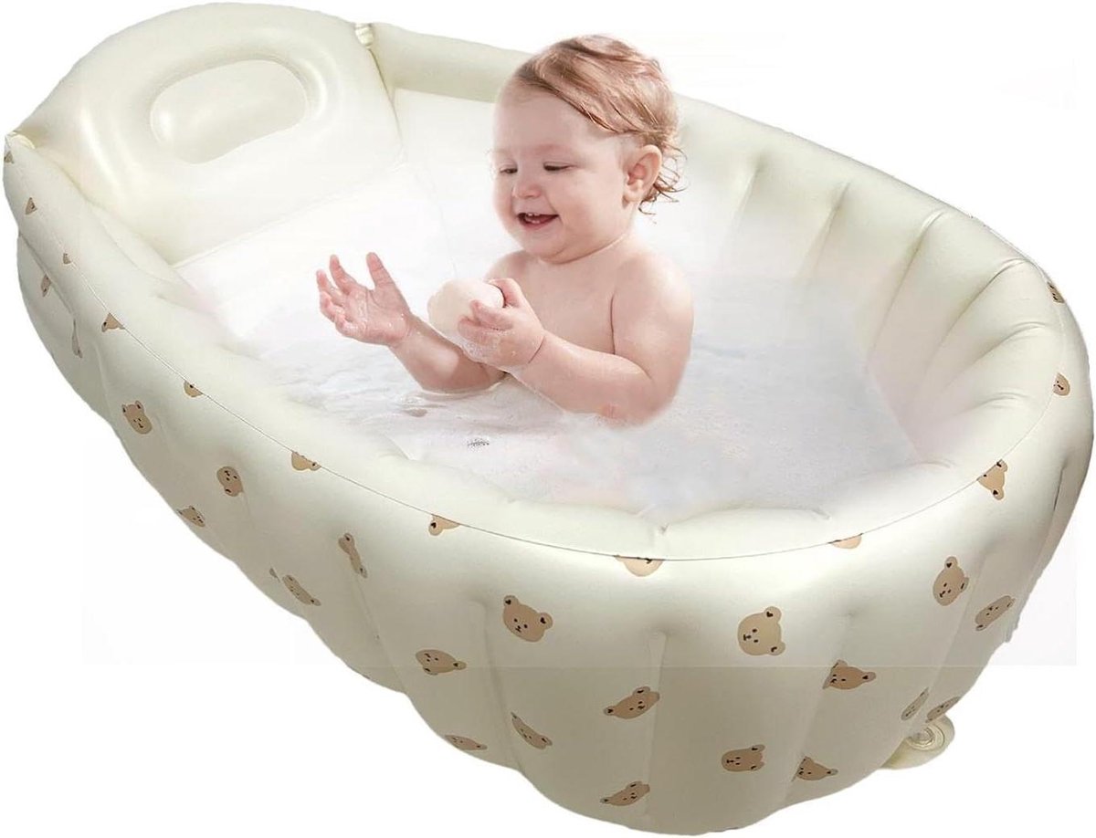 Opblaasbaar Peuterbad - Draagbaar Kinderbad - Baden en Spelen - Snel Opblaasbaar - 90x55x30cm - Blauw