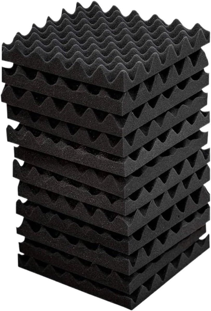Geluidsdichte Schuimpanelen - Akoestische Panelen - Muziek Studio Verbeteren - Hoge Dichtheid Schuim - 30x30x5 cm - Zwart