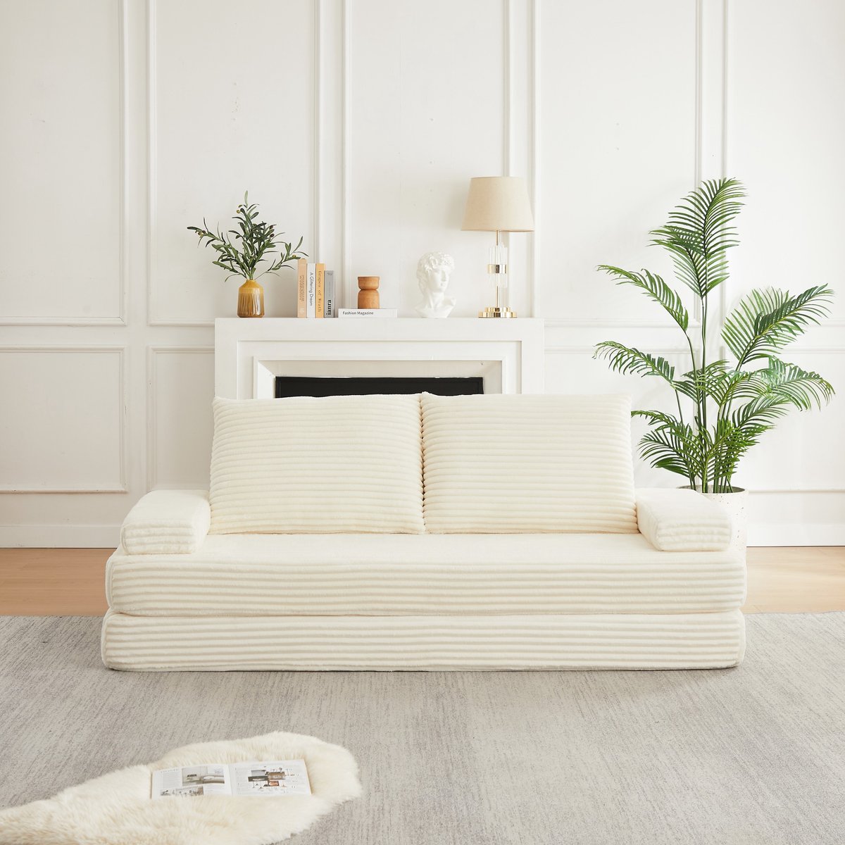 PHOEBE CAT Corduroy bank - Chaise longue - Tatami - Verstelbare armleuningen - Verlengd zitkussen - Beige