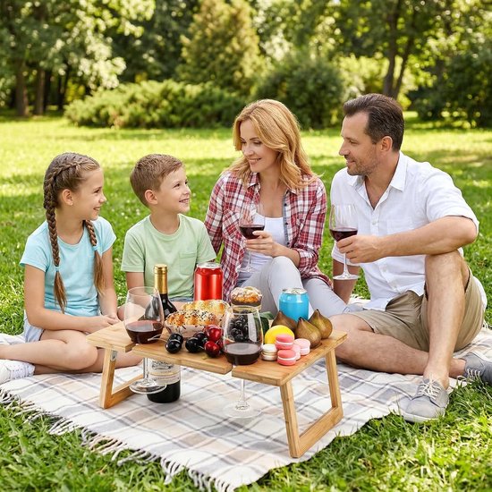 Wijntafel - Inklapbaar - 43X32Cm - Houder Voor 4 Glazen - Picknicktafel - Strandtafel — afbeelding 3