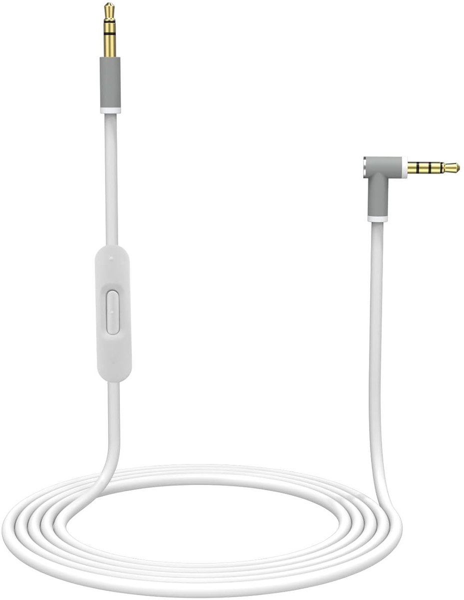 Vervangkabel Koptelefoon - Audiokabel Microfoon - Muziek Luisteren - AUX Connectiviteit - 11.43 cm - Wit