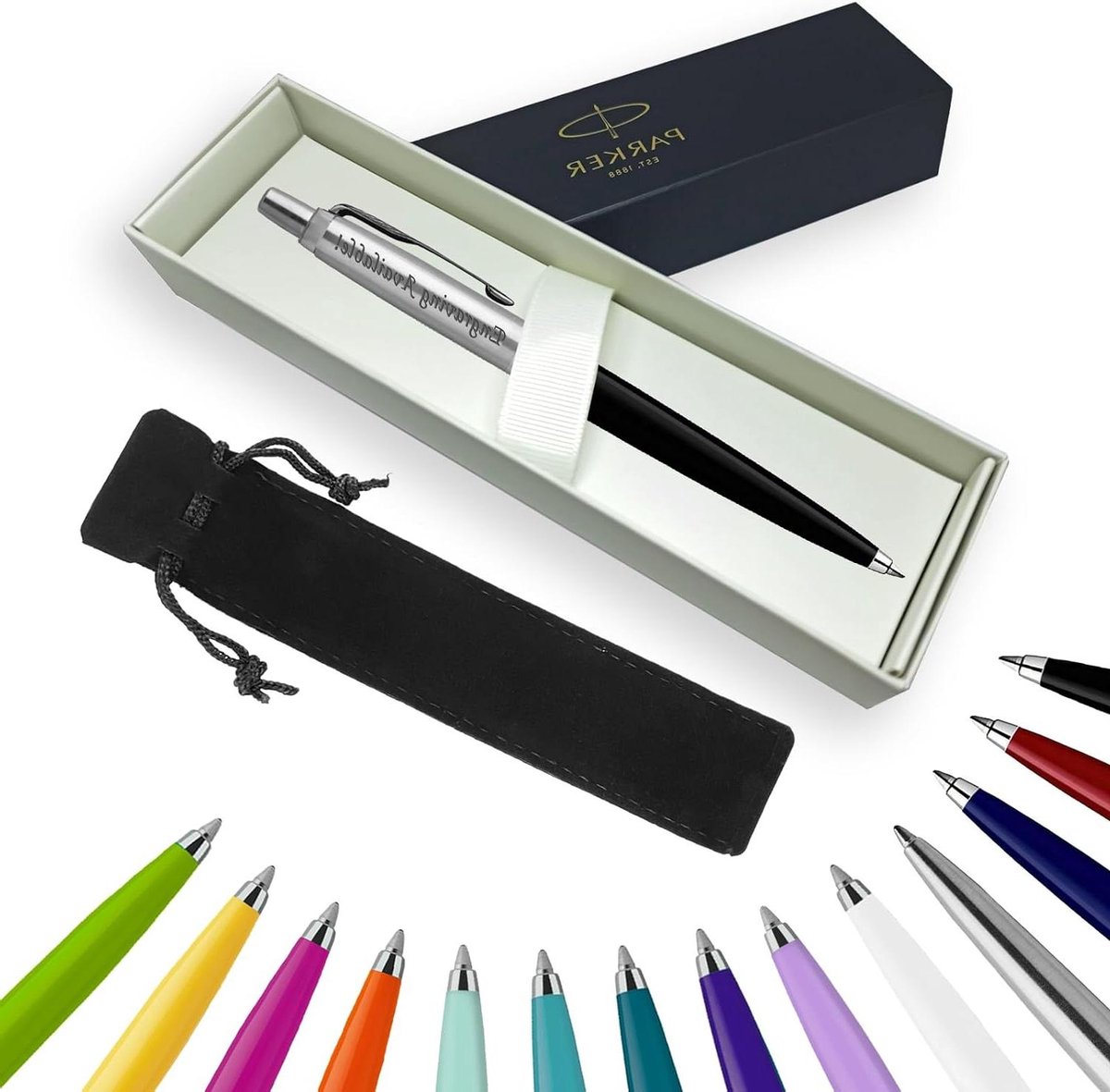 Parker Jotter Balpen - Schrijfpennen Kantoor - Dagelijks Schrijven - Met Gravure - 1 Aantal - Zwart