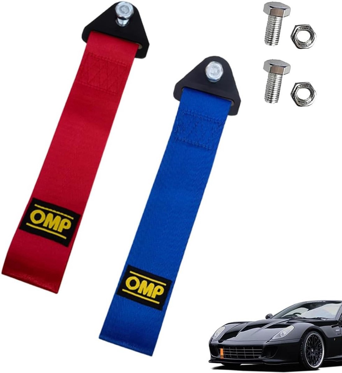 Gordelverlenger voor auto - Rood - 25 x 5 cm - Nylon Sleepriem met Weefselhaken - Universeel voor Voertuigen