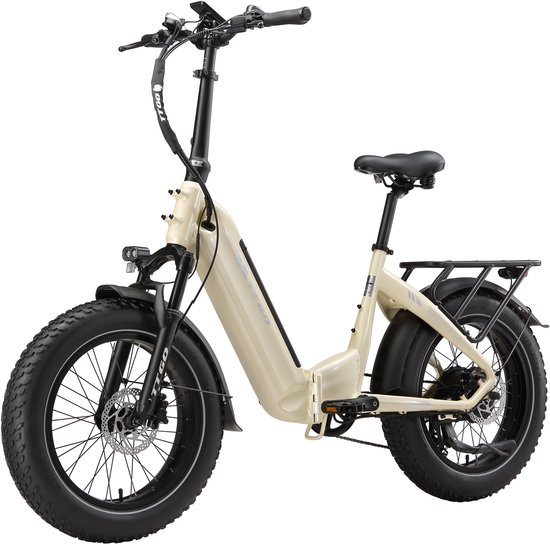 20*4.0" Elektrische vouwfietsen- 48V18Ah Lithium Accu - 70Nm Elektrische Fiets - Actieradius tot 140 km - Shimano 7 Versnellingen - Hydraulische Schijfremmen –Aluminium –250W Motor –Krachtsensor–Elektrische Stadsfiets –Wit — afbeelding 2