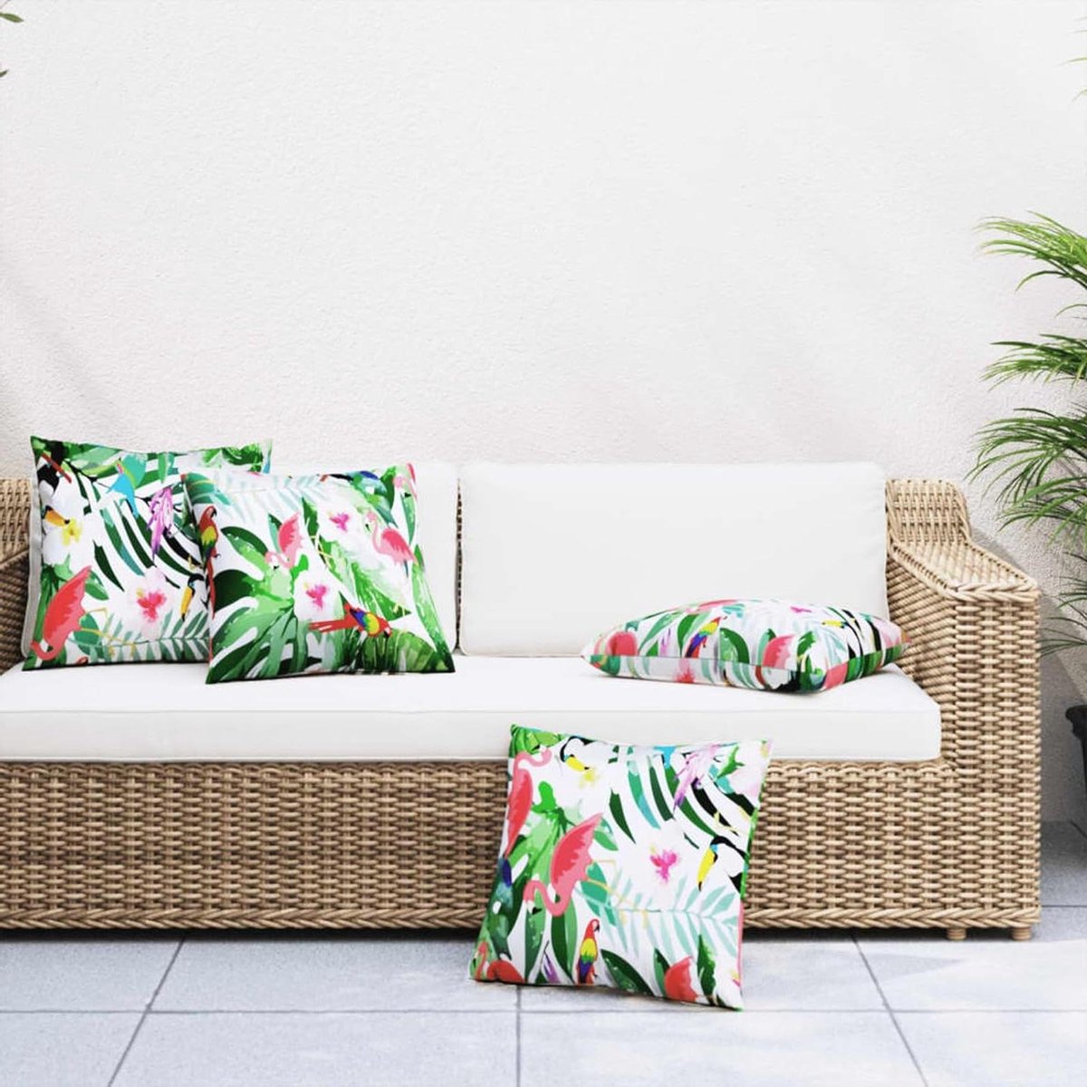 Sierkussens Set - Decoratiekussens Buiten - Tuinmeubilair Aankleden - Waterafstotend Polyester - 60x60 cm - Veelkleurig