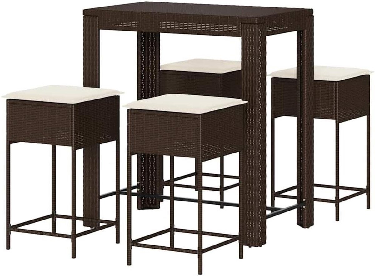 Tuinbarset - Loungeset buiten - Genieten van de zon - Duurzaam poly rattan - 100 cm - Bruin