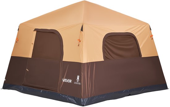 VEVOR Campingtent voor 8 Personen, Opblaasbare Familietent met Oplaadbare Pomp, Tpu-Luchtslang en 4 Gaasramen, Cabinetent met Draagtas voor Gezinskamperen en Wandelen, Beige van Vevor — afbeelding 2