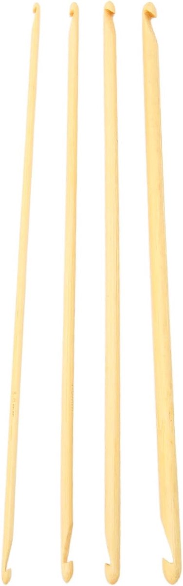 Tunisian Haaknaalden Set van 4 Stuks, Dubbele Bamboe Haaknaalden van 9,4 Inch voor Mutsen en Truien, Duurzaam Materiaal en 3mm, 5mm, 6mm Haaknaalden