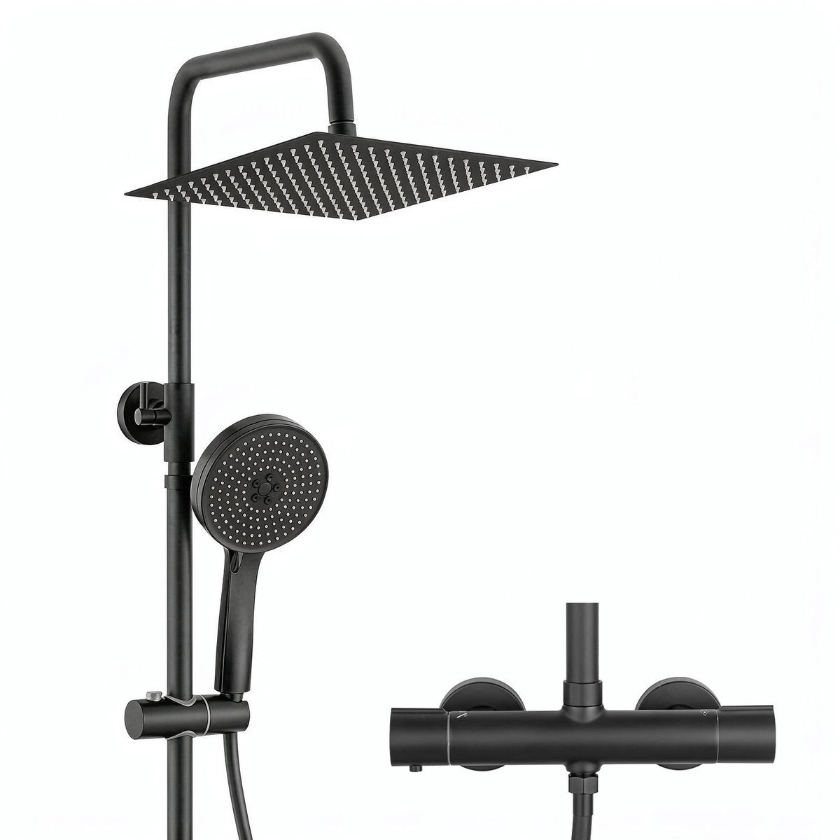 Sofetiy Max Regendouche - Ø 30 cm - Handdouche Met 5 standen - Waterbesparend - Inclusief thermostaatkraan - Zwart