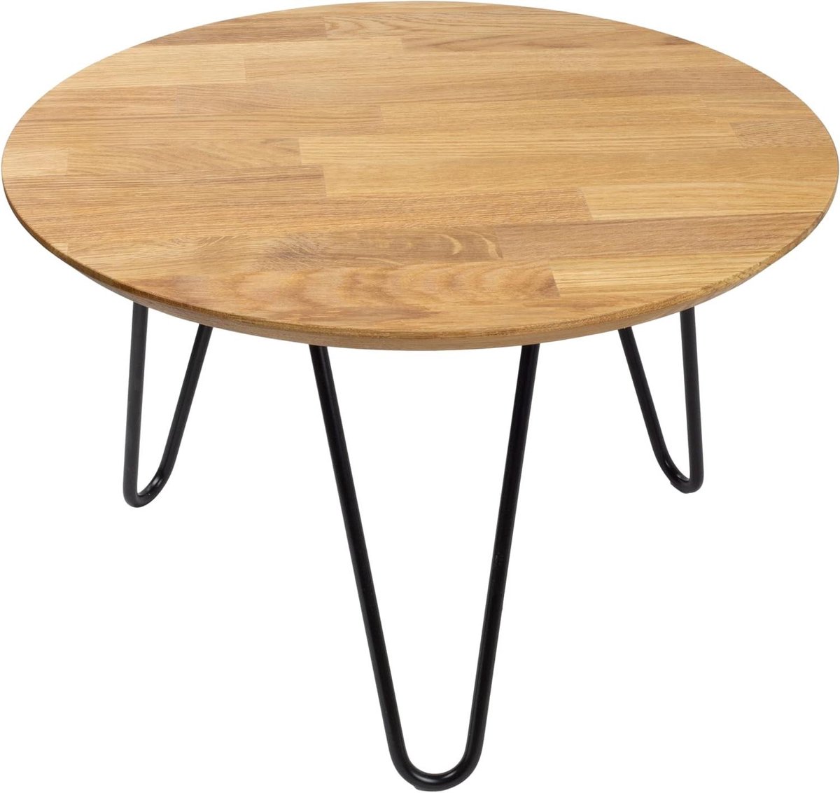 Ronde Salontafel - Bijzettafel Hout - Woonkamer Decoratie - Metalen Poten - 50x50x31 cm - Wengé