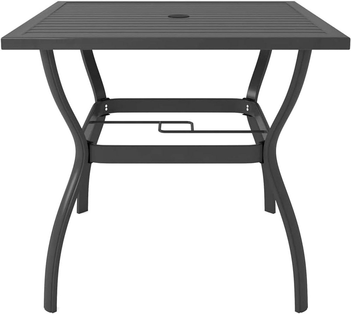 Tuintafel Lattendesign - Buitenmeubel Stabiel - Buiten Ontspannen - Met Parasolgat - 815 x 815 x 72 cm - Antraciet