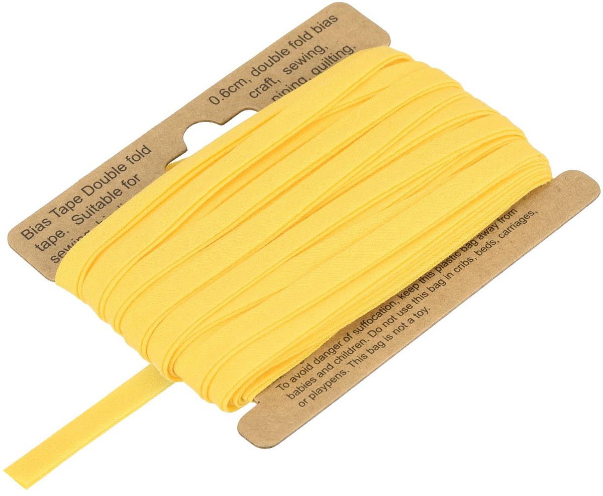 Baumband 6mm - Katoenen Schrägband voor Naaien, Quilten en Handwerk (Geel, 10 Yards)