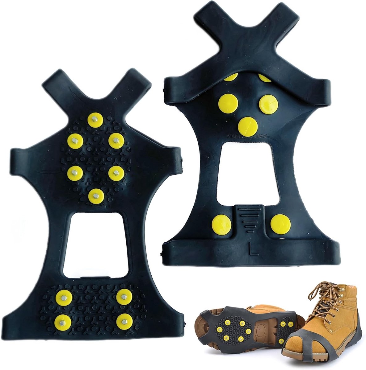 Grip Spikes voor Bergschoenen, 1 Paar, Zwart, 10 Tanden, Voor IJs en Sneeuw, Duurzame Antislip Schoenbeschermers voor Buitenactiviteiten en Klimmen