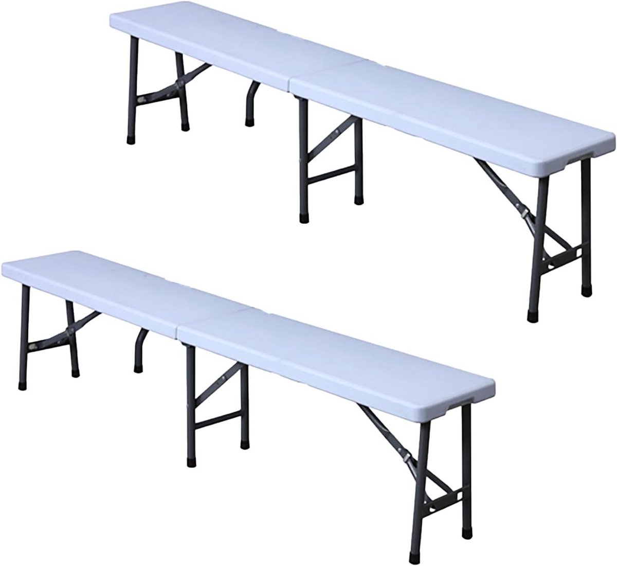 Vouwbank Set - Draagbare Stoelen - Extra Zitplaatsen - Compact en Draagbaar - 183 x 43 cm - Wit