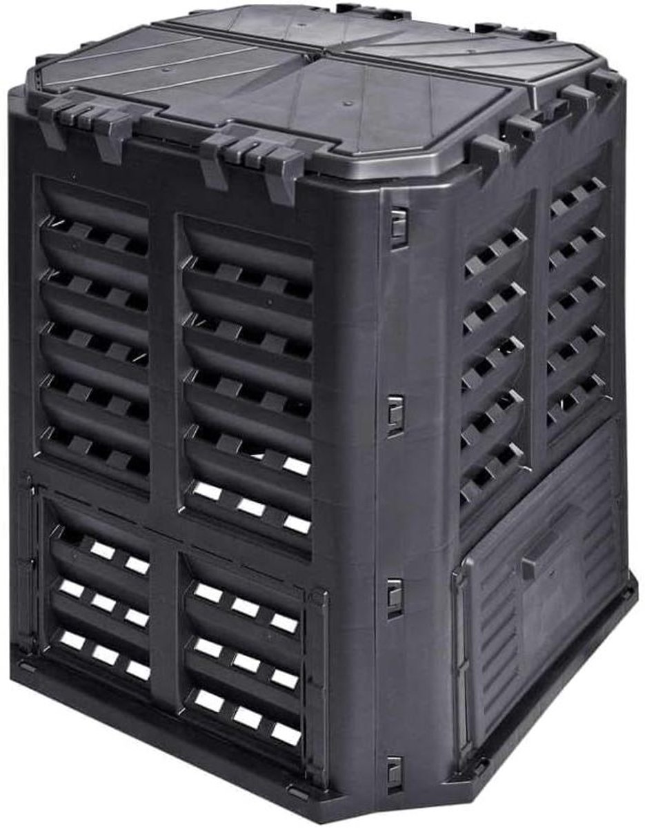 Tuincompostbak - Compostvat Composteerbak - Organisch Afval Verwerken - Snelle Afbraak - 360 liter - Zwart